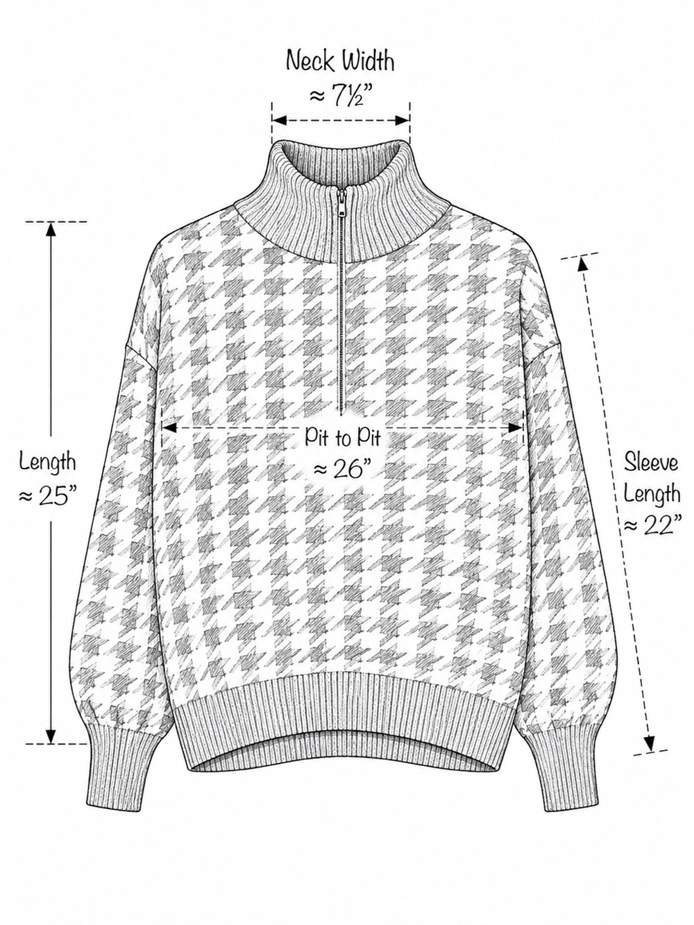 Eddie Bauer Houndstooth Sweater Quarter Zip Mock Neck XL Pink Grandma Preppy - Picture 5 of 14
